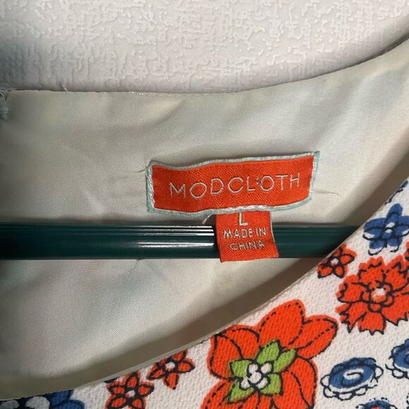 ModCloth Flirty Flair A-Line Floral Dress Large Crepe Mini Cottagecore Bloomcore - Picture 2 of 13